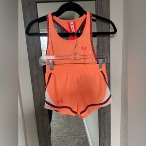 Girls Under Armour Orange Tank & Short Set